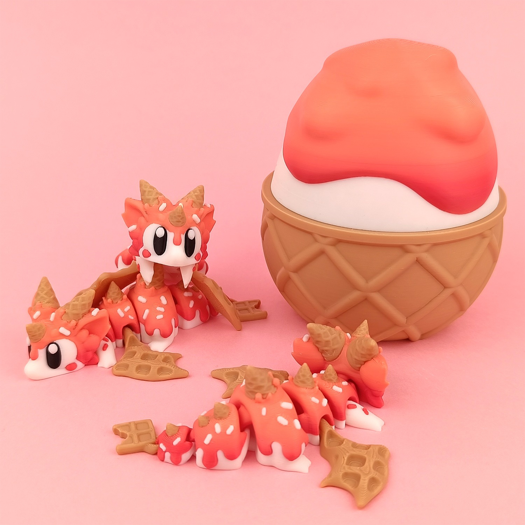 Sugar Rush Dragon Set – Sweet Articulated Dragon Trio with Egg